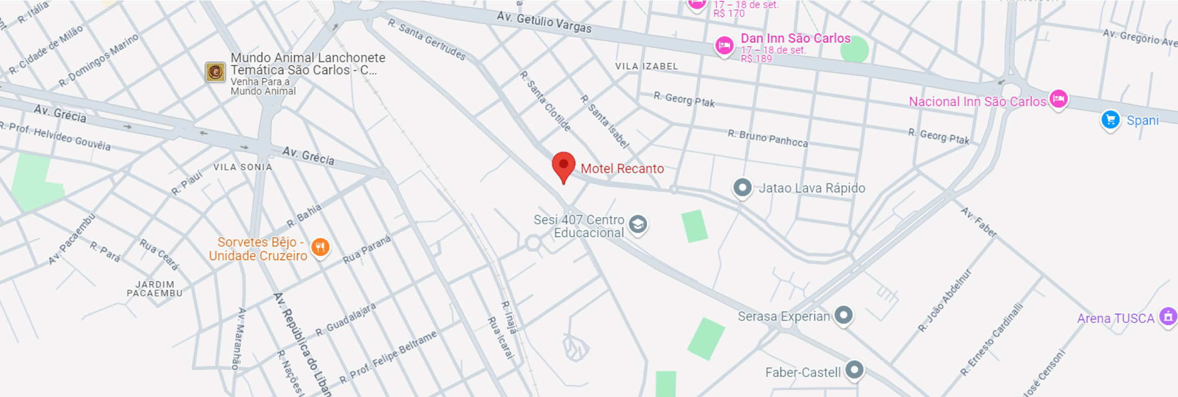 mapa para ir ao motel